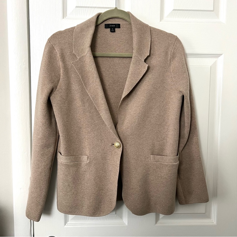 J. Crew Sweater Blazer in Tan Size Small